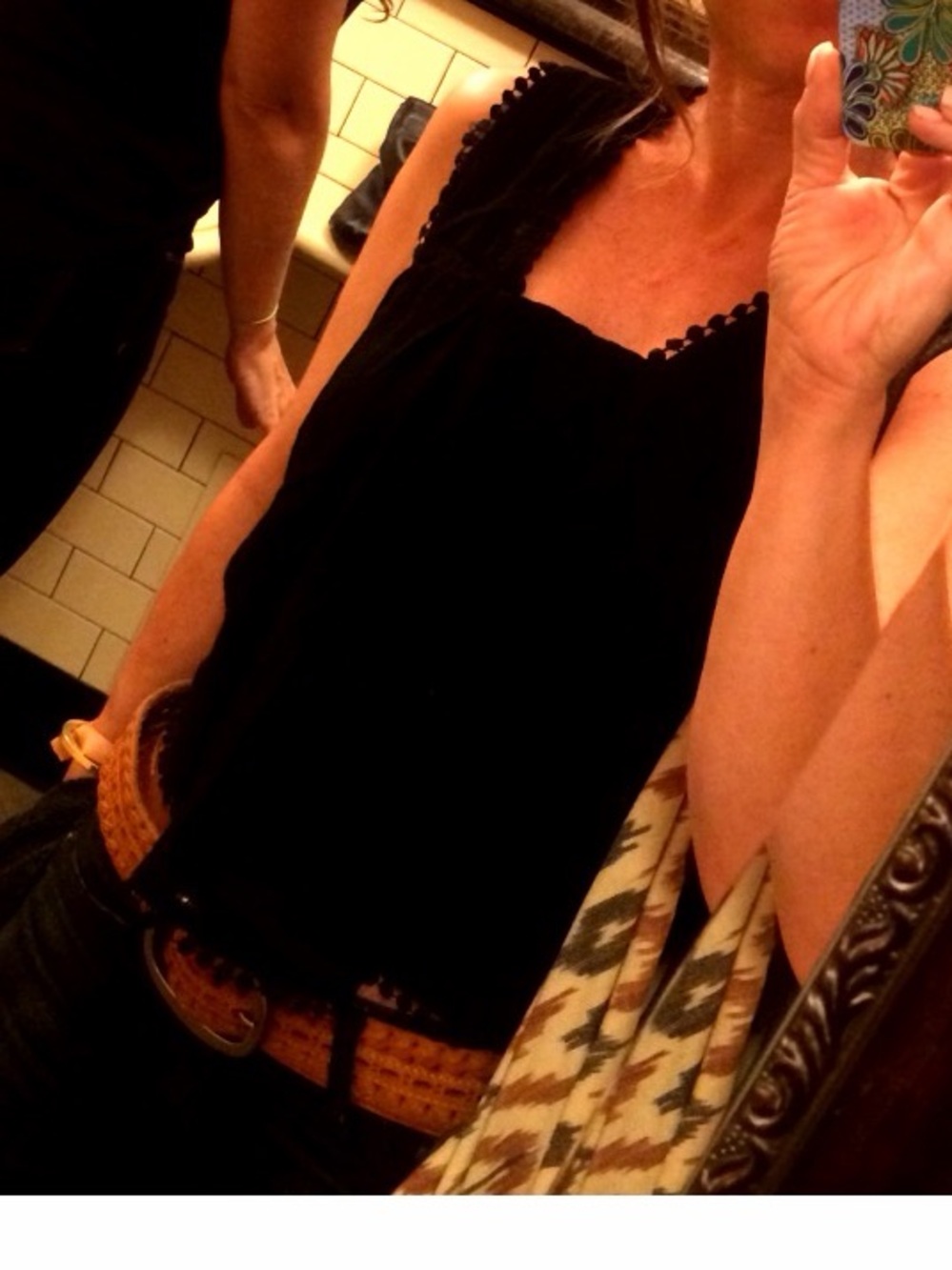 Brandy Melville Black Lace-Trim Scoop Tank
